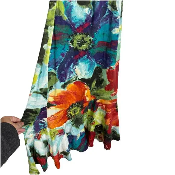 Vintage Cache Floral Ruffle Hem Halter Dress Size 4 - Picture 4 of 8